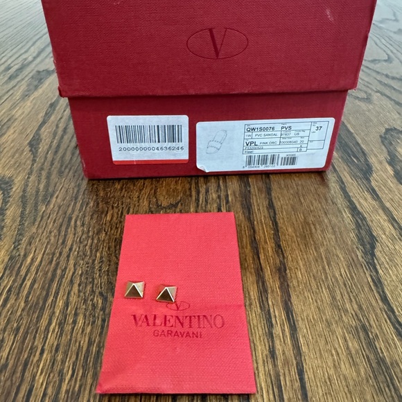 Valentino Pink Rockstud Pool Slide Sandals 37 - Picture 5 of 5